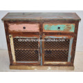 Recycled Scrap Color Wood Iron Jali Panel Sideboard